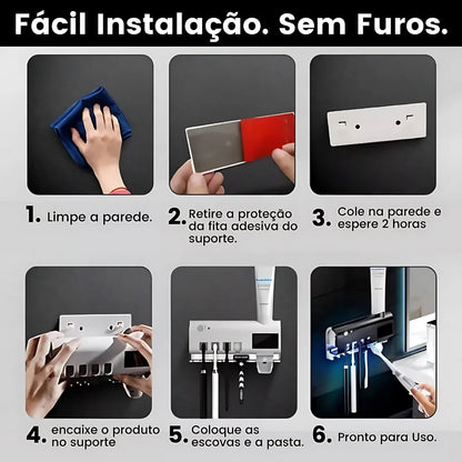 SUPORTE PARA ESCOVAS DE DENTES INTELIGENTE COM APLICADOR