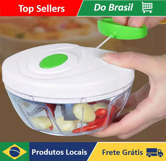 PROCESSADOR E TRITURADOR MANUAL DE ALIMENTOS COM 3 LÂMINAS