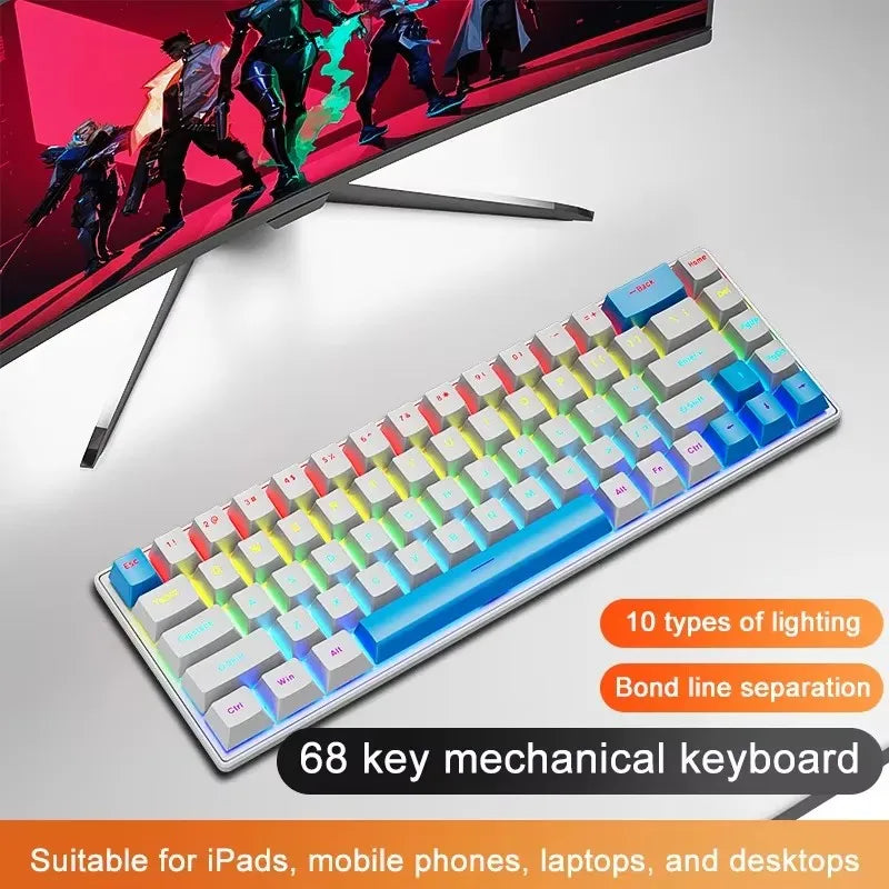 TECLADO MECÂNICO K68 RGB COM FIO