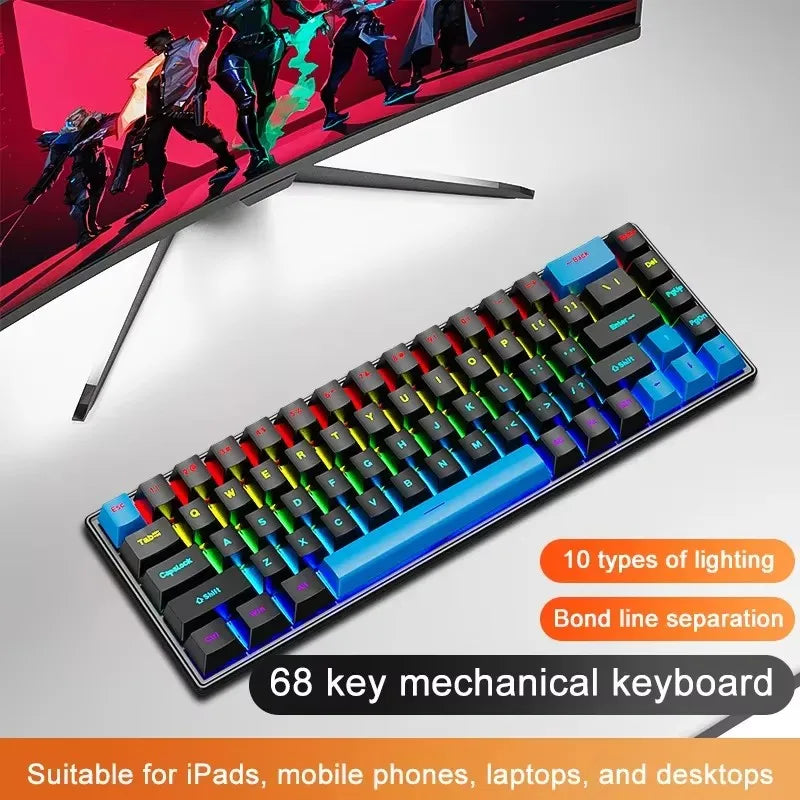 TECLADO MECÂNICO K68 RGB COM FIO