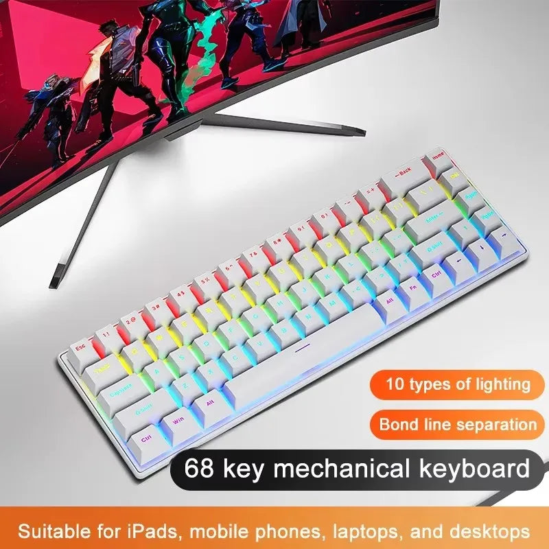 TECLADO MECÂNICO K68 RGB COM FIO