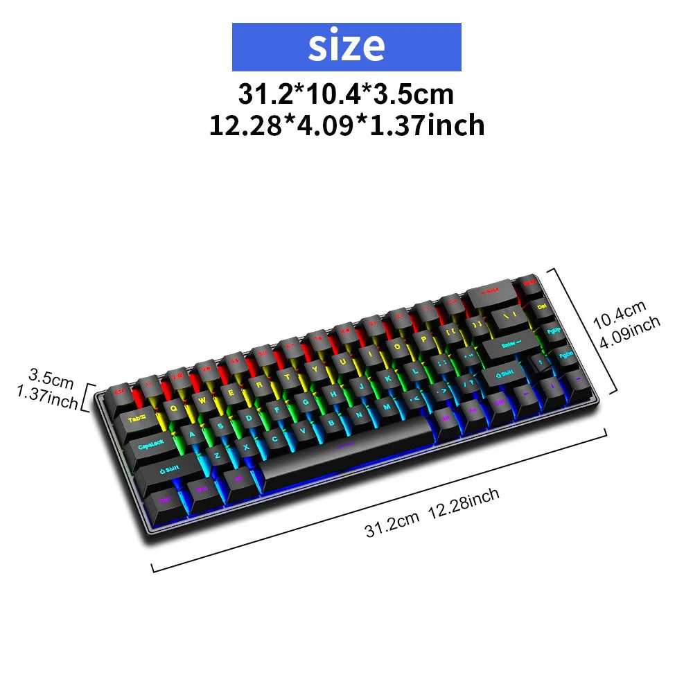 TECLADO MECÂNICO K68 RGB COM FIO